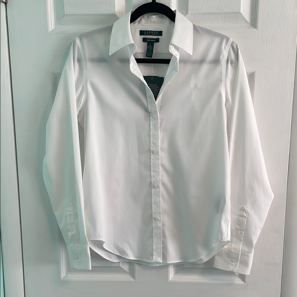 Lauren Ralph Lauren Women’s White Long Sleeve Button Up, Size S NWT